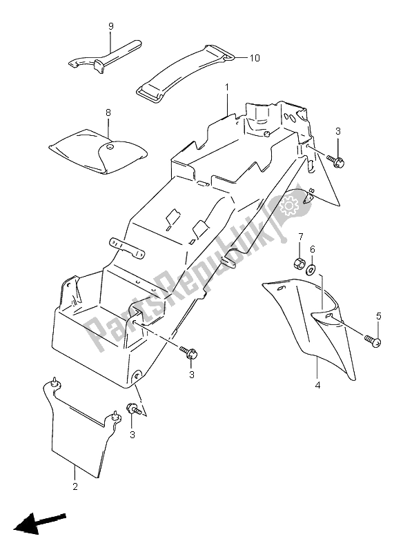 All parts for the Rear Fender of the Suzuki GSF 600N Bandit 1997