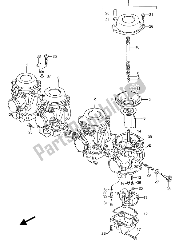 Alle onderdelen voor de Carburateur (gsx600fu2-e22) van de Suzuki GSX 600 FUU2 1994