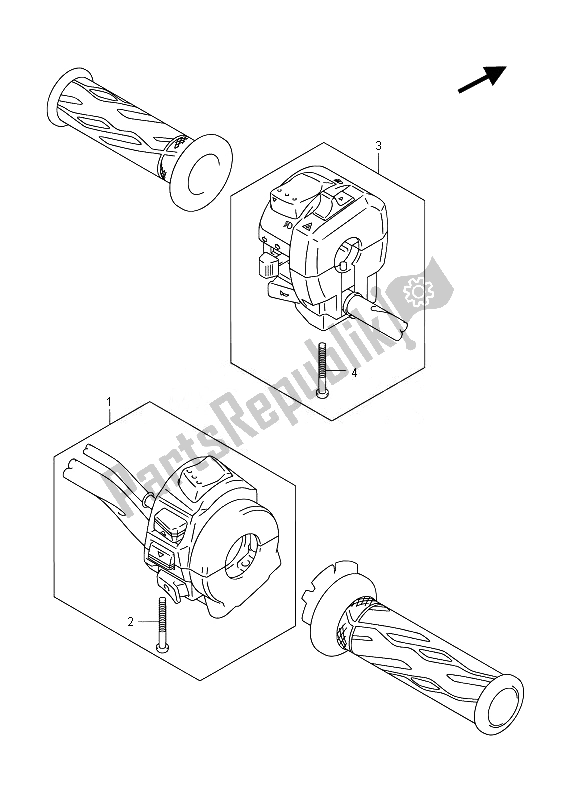 All parts for the Handle Switch of the Suzuki GSX R 1000 2014