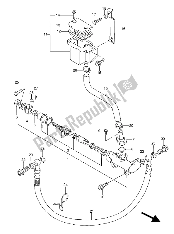 Todas las partes para Cilindro Maestro Trasero de Suzuki GSX 600 FUU2 1993