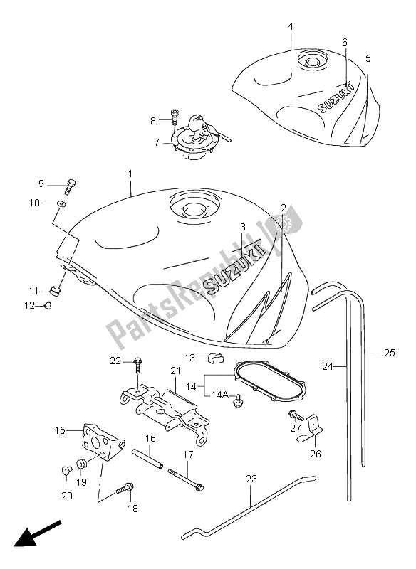 Tutte le parti per il Serbatoio Di Carburante del Suzuki GSX R 750 1998