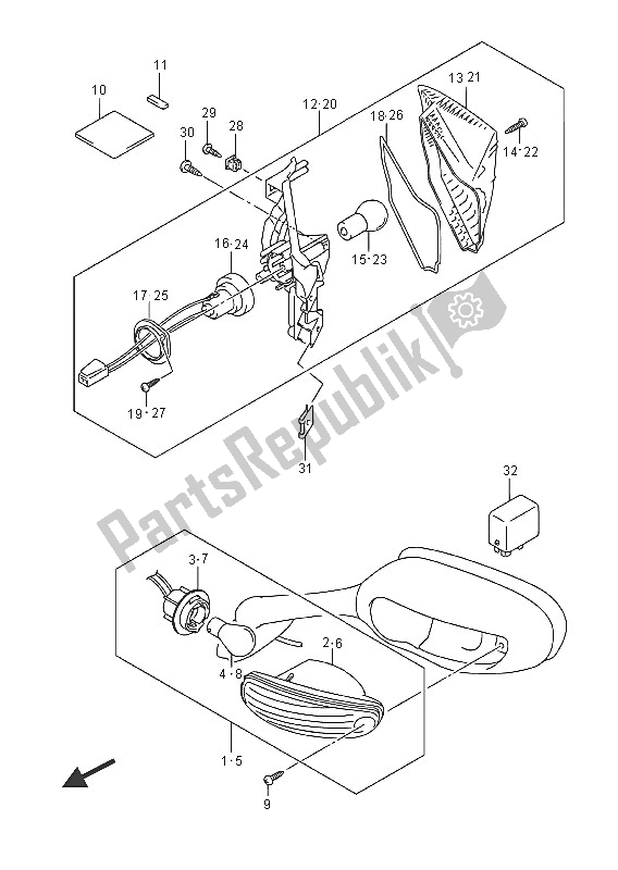 Tutte le parti per il Indicatore Di Direzione del Suzuki GSX R 750 2016