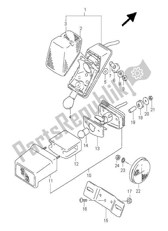 Todas as partes de Lanterna Trazeira do Suzuki DR 350 SE 1999