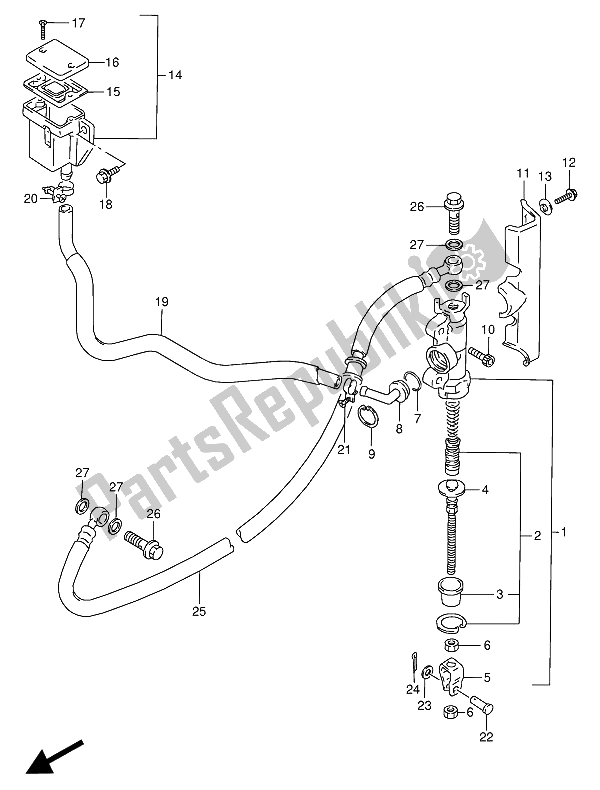 Tutte le parti per il Pompa Freno Posteriore del Suzuki VX 800U 1992