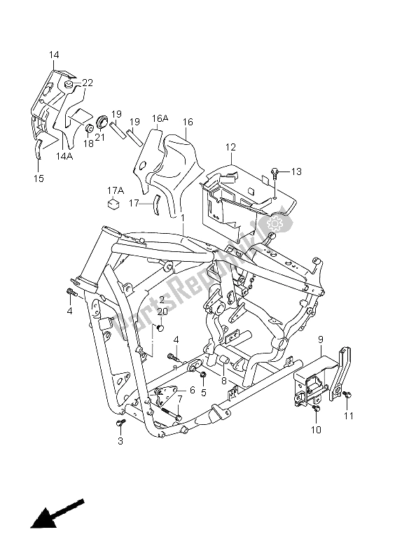 All parts for the Frame of the Suzuki VZ 800Z Intruder 2009