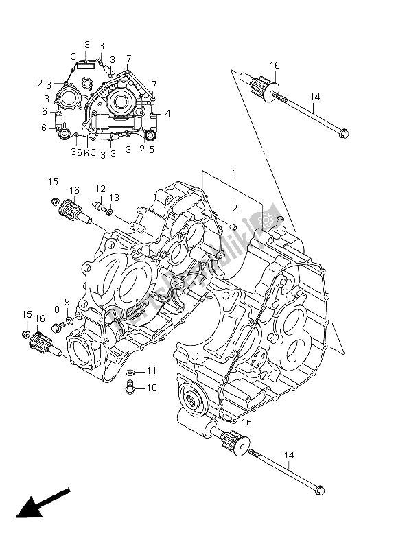 All parts for the Crankcase of the Suzuki LT A 750 XPZ Kingquad AXI 4X4 2011