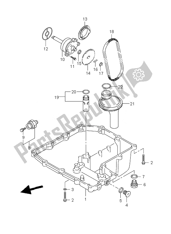 All parts for the Oil Pan & Oil Pump of the Suzuki GSF 1250 SA Bandit 2010