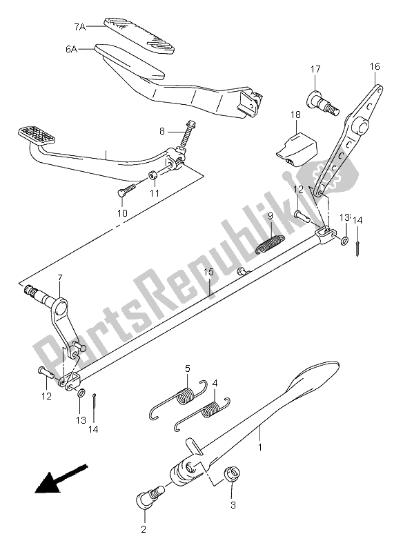 All parts for the Stand & Rear Brake of the Suzuki VL 800Z Volusia 2005