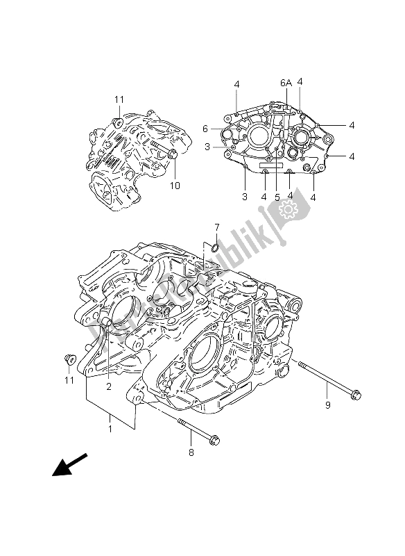 All parts for the Crankcase of the Suzuki GZ 250 Marauder 2005