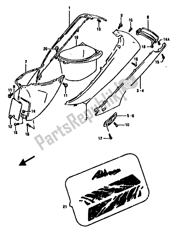 All parts for the Frame Cover of the Suzuki AH 50 1992