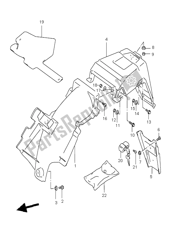 Tutte le parti per il Parafango Posteriore del Suzuki DR 125 SE 2000