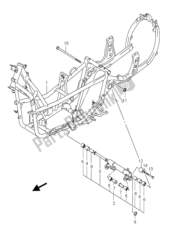 All parts for the Frame of the Suzuki Burgman AN 400S 2005