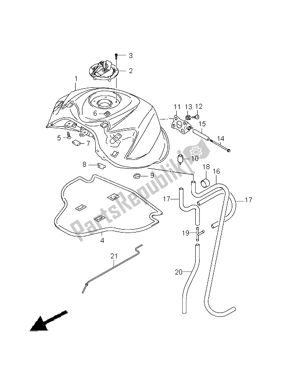 All parts for the Fuel Tank of the Suzuki GSX R 750 2009