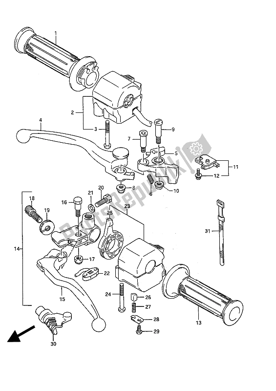 Tutte le parti per il Interruttore Maniglia (e30) del Suzuki GSF 400 Bandit 1992