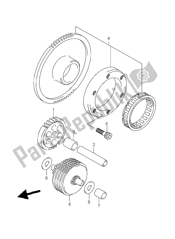 All parts for the Starter Clutch of the Suzuki DL 1000 V Strom 2008