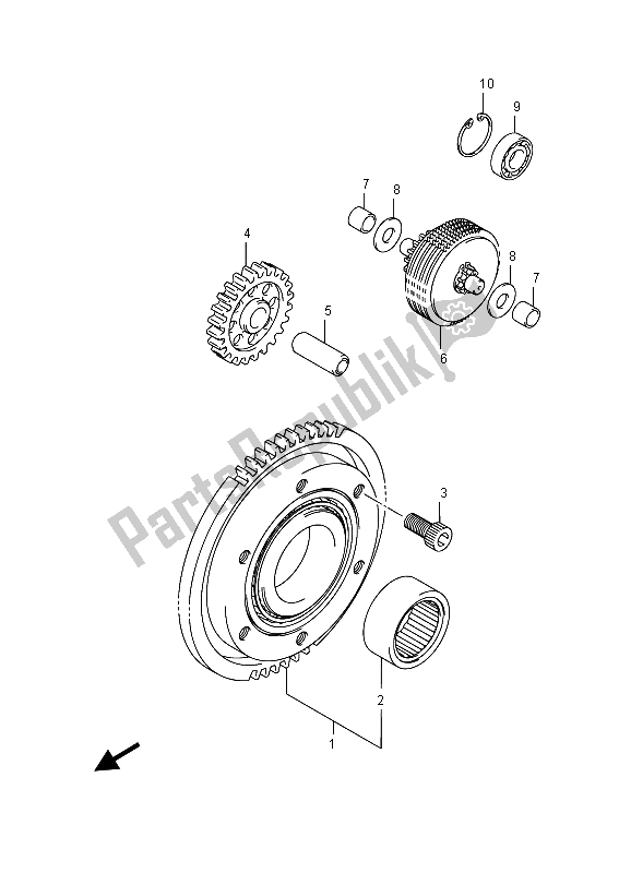 All parts for the Starter Clutch of the Suzuki LT A 750 XZ Kingquad AXI 4X4 2015