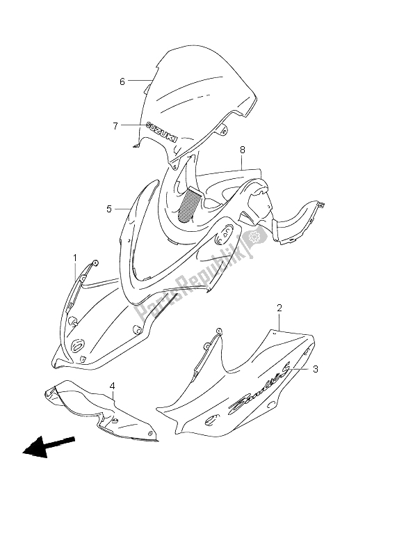 All parts for the Cowling Body (gsf600s-su) of the Suzuki GSF 600 NS Bandit 2000