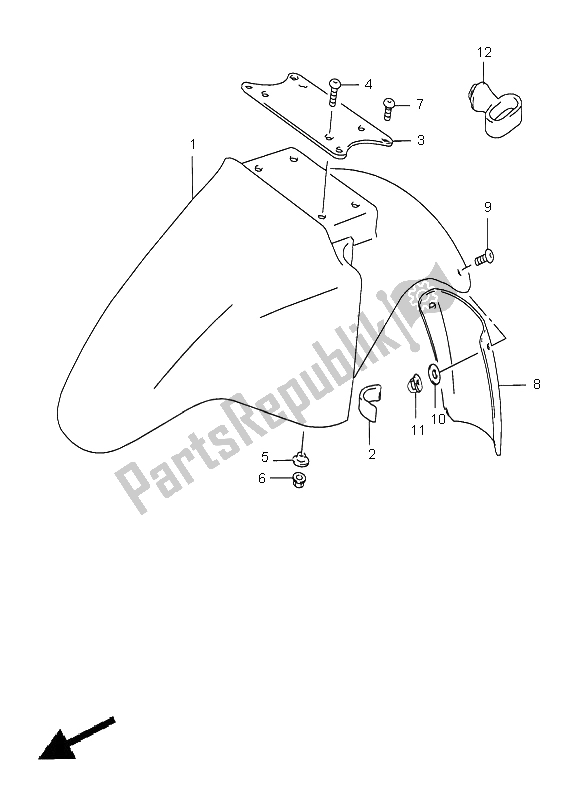 All parts for the Front Fender of the Suzuki GS 500E 1999