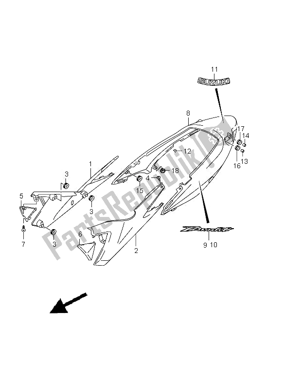 Toutes les pièces pour le Couvercle De Cadre (sans Capot) du Suzuki GSF 650 Nsnasa Bandit 2010