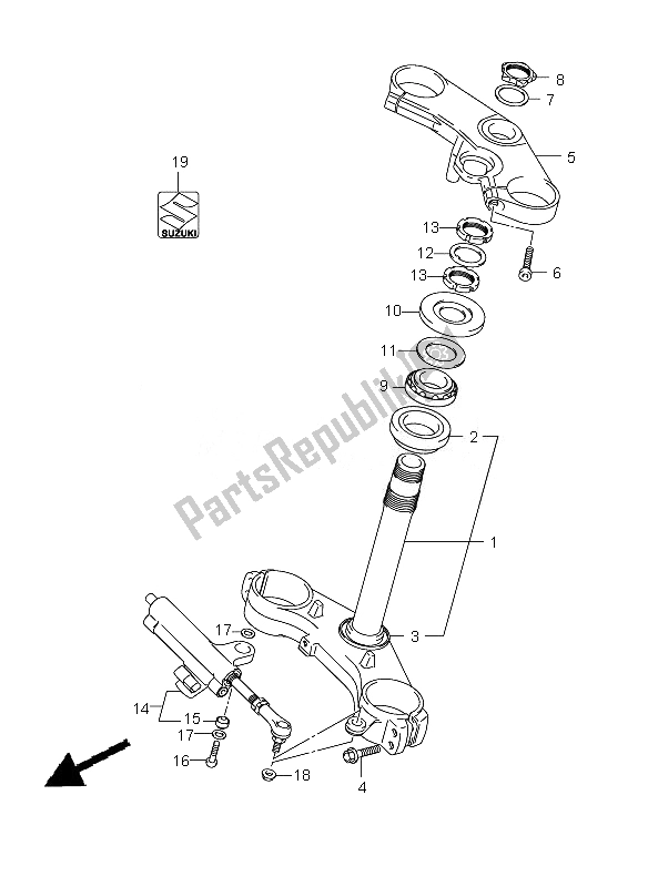 All parts for the Steering Stem of the Suzuki GSX R 750 2010