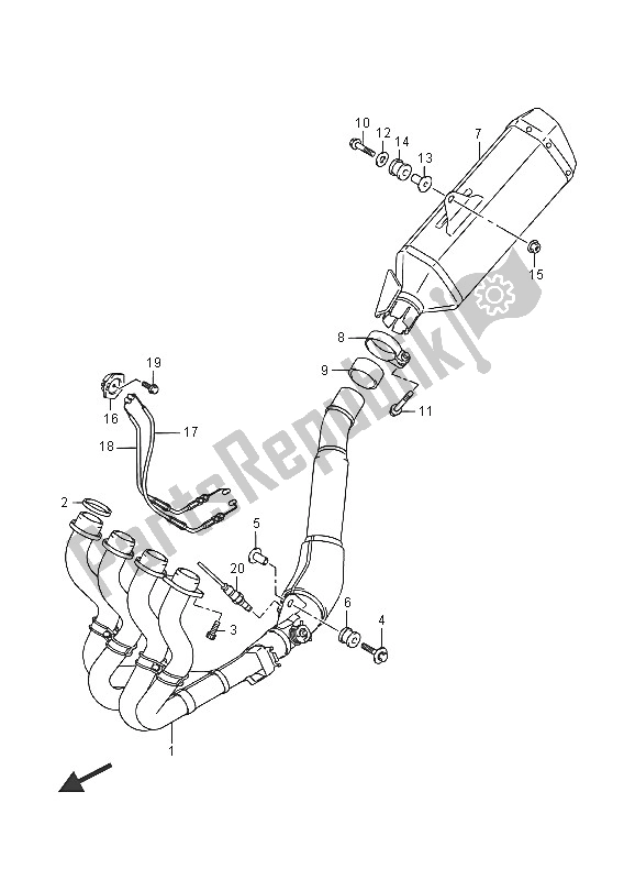 Tutte le parti per il Silenziatore del Suzuki GSX R 1000A 2016