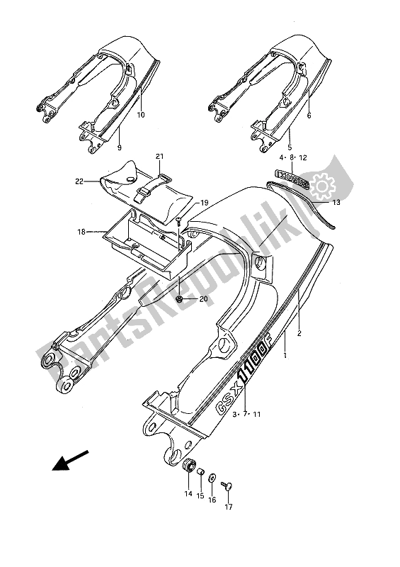 Tutte le parti per il Coprisella Posteriore del Suzuki GSX 1100F 1988