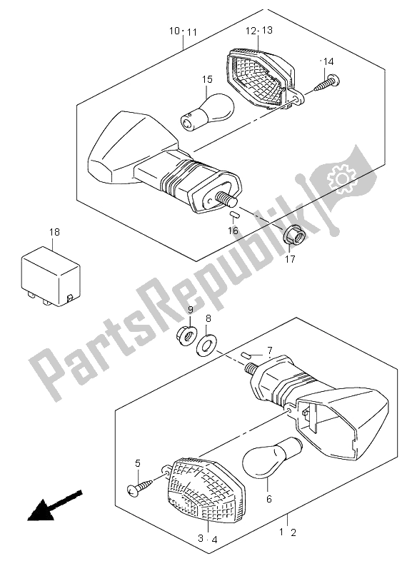 All parts for the Turnsignal Lamp of the Suzuki DL 1000 V Strom 2005