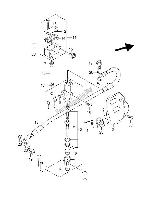 All parts for the Rear Master Cylinder of the Suzuki DR Z 400 SM 2008