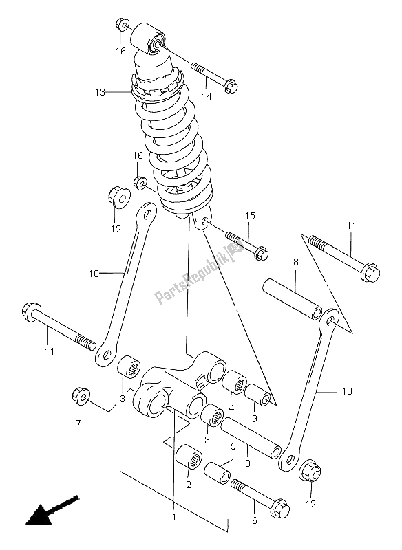 All parts for the Rear Cushion Lever (gsf1200-s) of the Suzuki GSF 1200 Nssa Bandit 1997