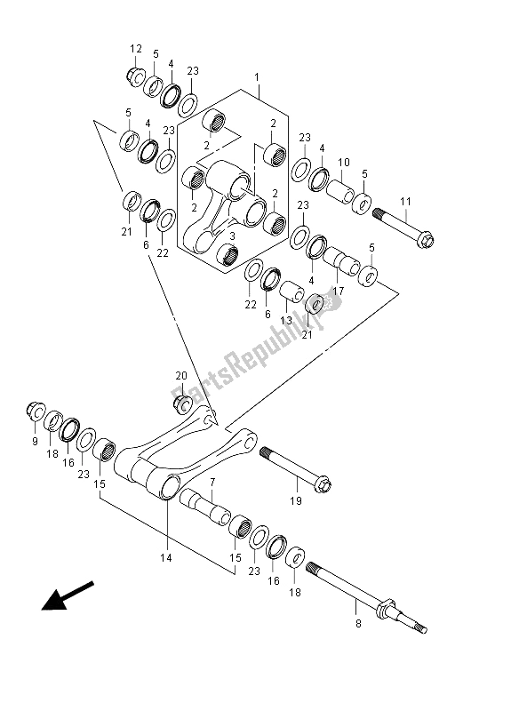 Tutte le parti per il Leva Del Cuscino Posteriore del Suzuki RM Z 450 2012