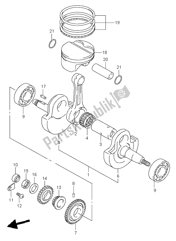 All parts for the Crankshaft of the Suzuki DR Z 400E 2002