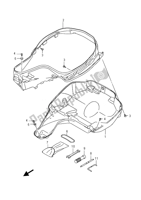 All parts for the Helmet Box of the Suzuki UH 200A Burgman 2014