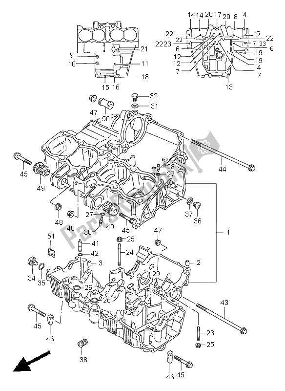 Tutte le parti per il Carter del Suzuki GSX 750F 1997