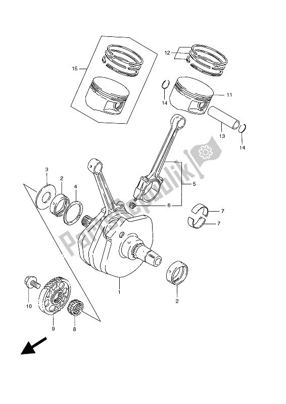 All parts for the Crankshaft of the Suzuki VS 1400 Glpf Intruder 1987