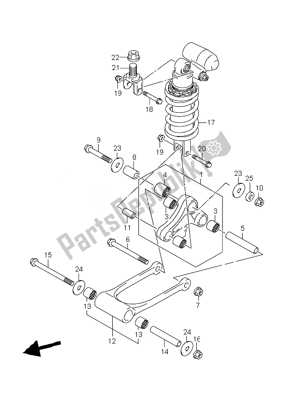 All parts for the Rear Cushion Lever of the Suzuki GSX R 1000 2007