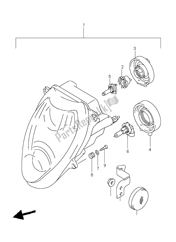 Todas as partes de Farol (e24) do Suzuki GSX 1300R Hayabusa 2001