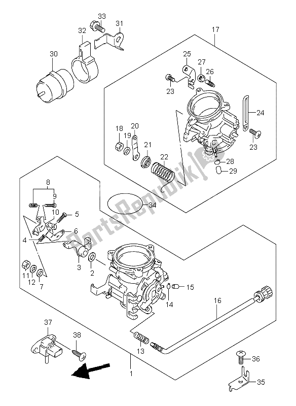 Alle onderdelen voor de Gasklephuis van de Suzuki TL 1000R 1999