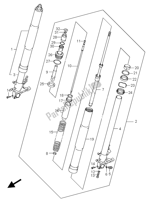 Tutte le parti per il Ammortizzatore Anteriore del Suzuki GSX R 750X 2005