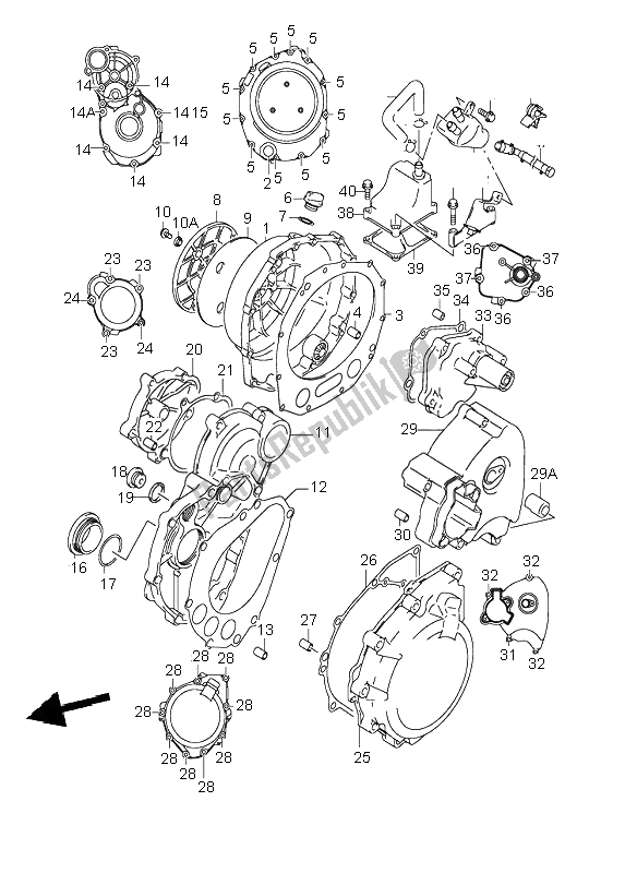 Wszystkie części do Pokrywa Skrzyni Korbowej Suzuki GSX 1300R Hayabusa 2001