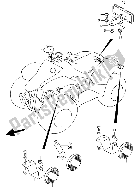 Alle onderdelen voor de Reflector (p28) van de Suzuki LT A 50 Quadsport 2005