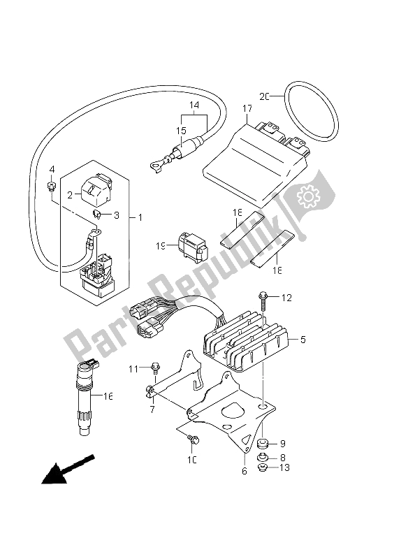 Tutte le parti per il Elettrico (gsx650fu E24) del Suzuki GSX 650 FA 2011