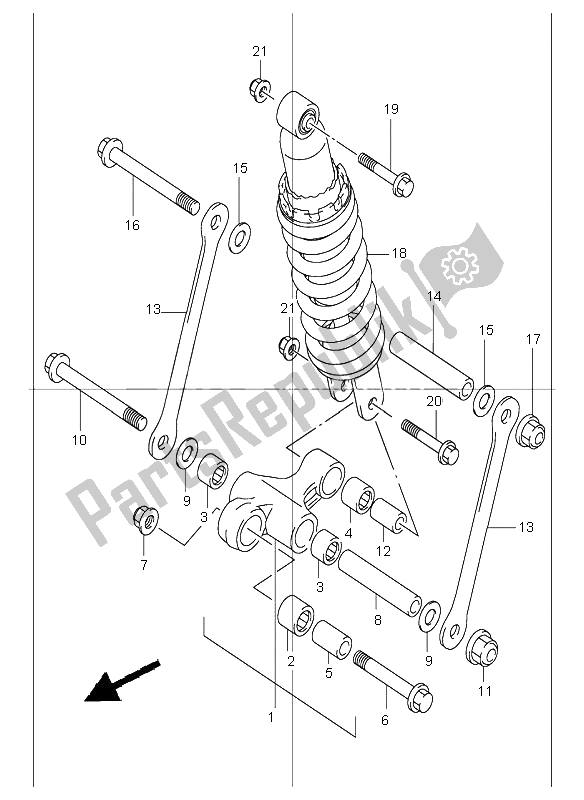 All parts for the Rear Cushion Lever of the Suzuki GSF 1200 NSZ Bandit 2004