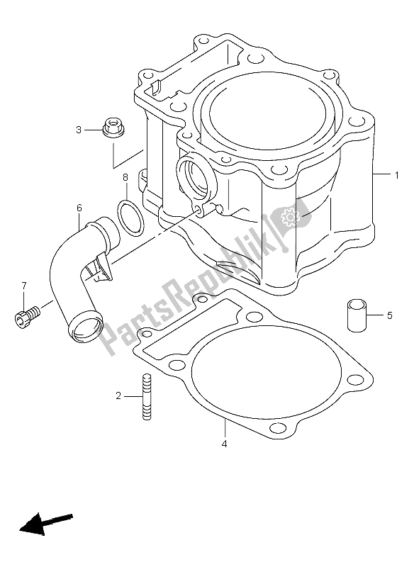 All parts for the Cylinder of the Suzuki LT A 500F Vinsion 4X4 2004