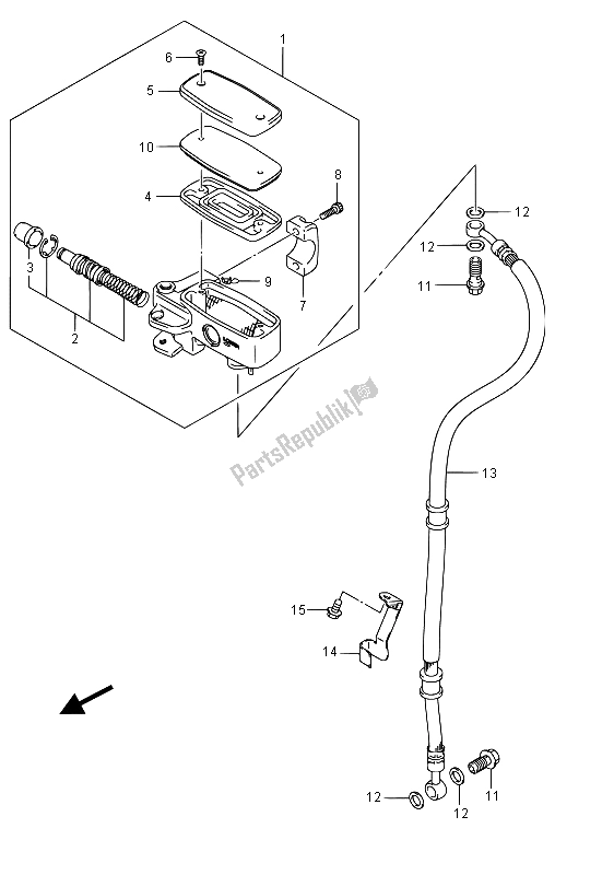 Tutte le parti per il Pompa Freno Anteriore (e02) del Suzuki VL 800 Intruder 2015
