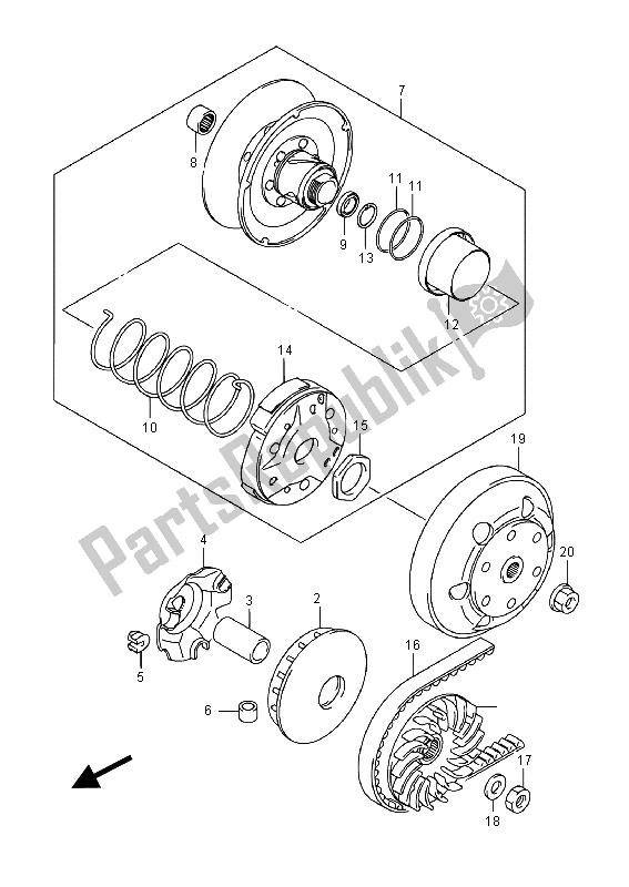 Tutte le parti per il Trasmissione (1) del Suzuki UH 200A Burgman 2015