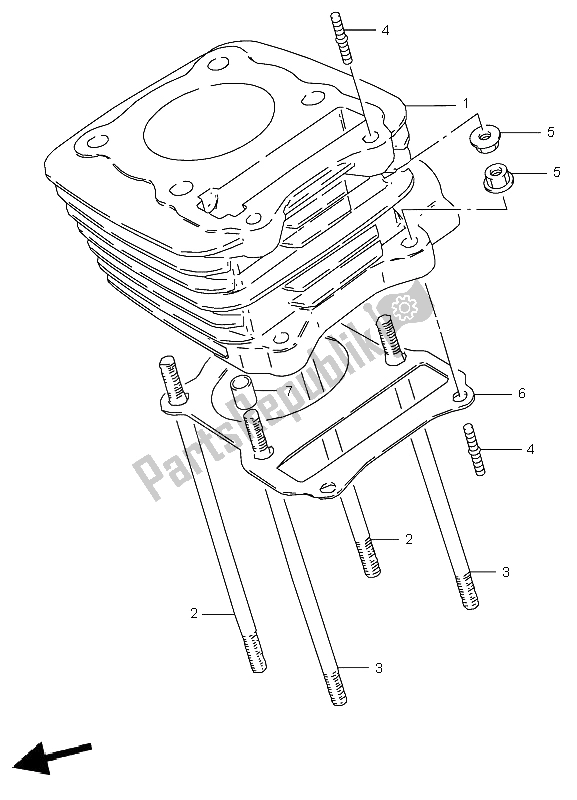 All parts for the Cylinder of the Suzuki LT F 160 Quadrunner 2005
