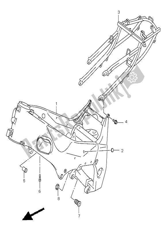 Tutte le parti per il Telaio del Suzuki GSX R 600 2002