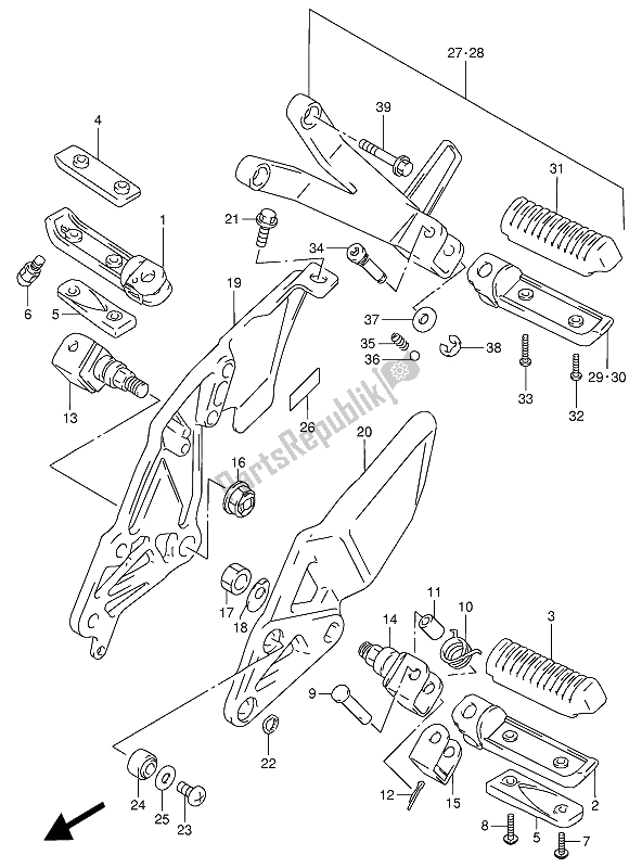 Tutte le parti per il Poggiapiedi del Suzuki RF 900R 1994