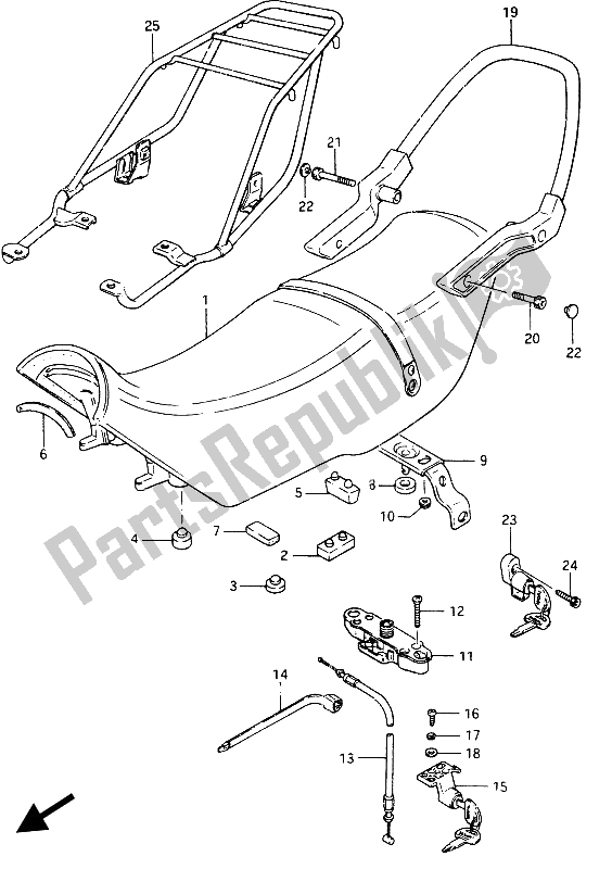 All parts for the Seat of the Suzuki GSX 750 Esefe 1985