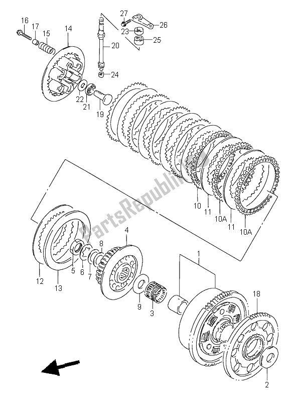 All parts for the Clutch of the Suzuki RF 600R 1995